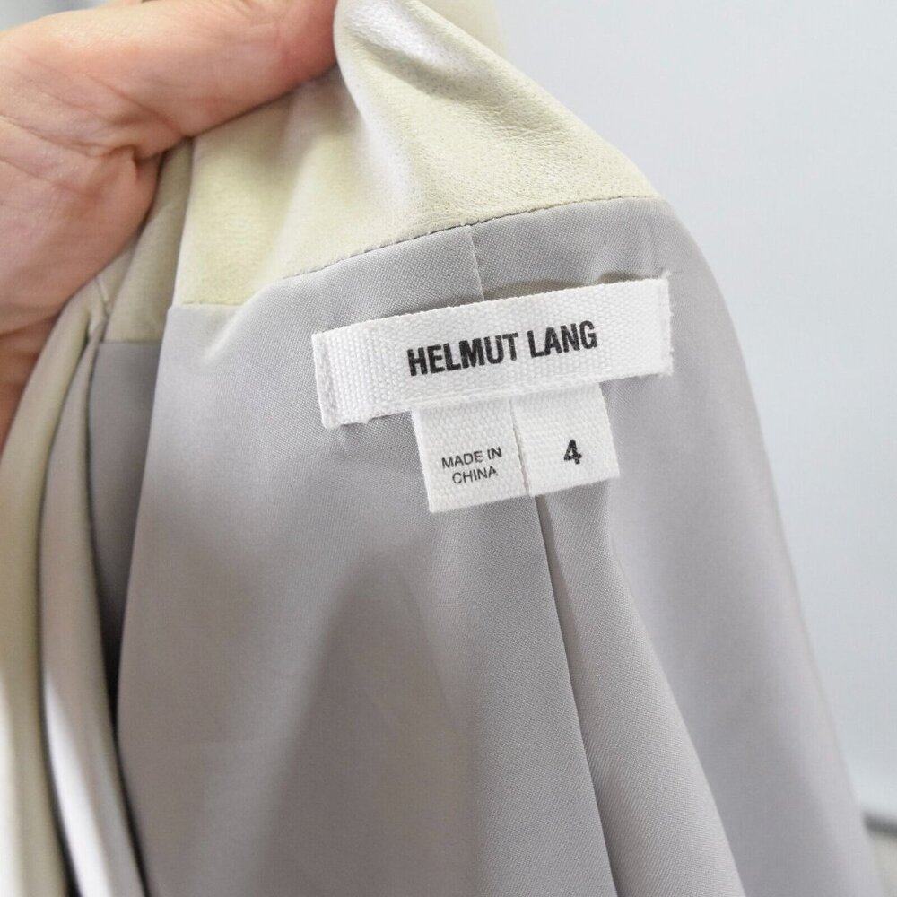 Helmut Lang Light Gray Draped Leather Blazer - Picture 10 of 13